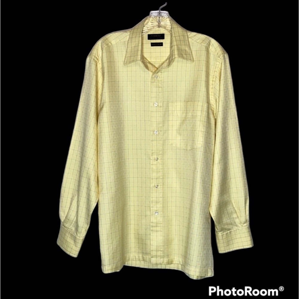 Zodiac Yellow Cotton Plaid Button Down Shirt